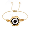 Glass Seed Hexagon with Evil Eye Braided Bead Bracelet BJEW-BB727272787-A-1