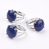 Adjustable Natural Lapis Lazuli Finger Rings RJEW-F075-01L-1