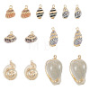 14Pcs 7 Styles Electroplated Natural Mixed Shell Pendants BSHE-TA0001-34A-1