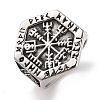 Viking 304 Stainless Steel Vegvisir Wide Finger Rings for Mens RJEW-U005-21A-01-1