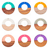 Beadthoven 18Pcs 9 Colors Resin & Walnut Wood Pendants RESI-BT0001-07-8