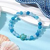 Dyed Natural Weathered Agate Round Beaded Stretch Bracelets BJEW-JB11074-04-4