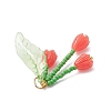 Glass Seed Beaded Magnolia Flower Pendants PALLOY-MZ01112-01-4