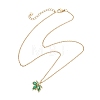 Brass Pave Cubic Zirconia Maple Leaf Pendant 304 Stainless Steel Cable Chain Necklaces for Women NJEW-JN05901-02-4