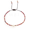 Glass Imitation Pearl & Seed Braided Bead Bracelets WO2637-06-1