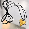 Two Tone 304 Stainless Steel Pendant Adjustable 2-Strand Black PU Leather Cord Necklaces for Women WG6EB49-03-1