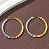 304 Stainless Steel Two Tone Hoop Earrings EJEW-P313-02F-G-1