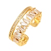 Brass Micro Pave Clear Cubic Zirconia Cuff Open Rings for Women RJEW-T032-01A-G-2