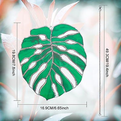 Monstera Leaf Acrylic Pendant Decorations HJEW-WH0043-33B-1