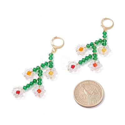 Sparkling Faceted Beaded Flower of Life Dangle Hoop Earrings for Girl Women X1-EJEW-TA00022-1