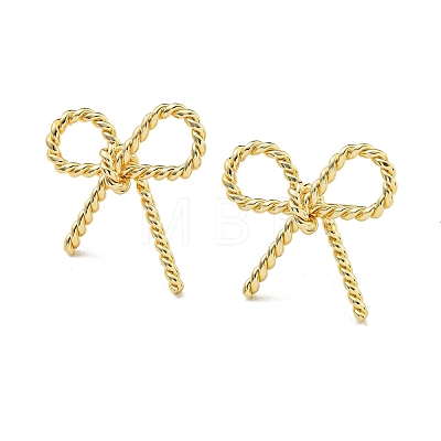 Bowknot Rack Plated Brass Stud Earrings for Women EJEW-Z051-09G-1