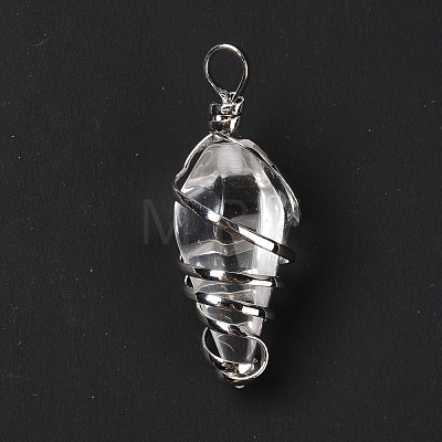 Glass Wire Wrapped Pendants G-D458-05P-12-RS-1