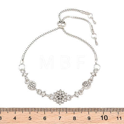Adjustable Alloy Micro Pave Clear Cubic Zirconia Flower Slider Beacelets for Women AL-CBA3C8B-12P-1