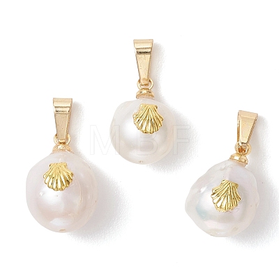 Natural Baroque Pearl Keshi Pearl Pendants PALLOY-JF04964-1
