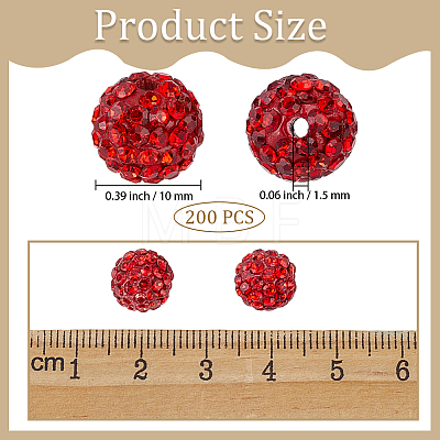 200Pcs Pave Disco Ball Beads RB-PA0001-11B-1