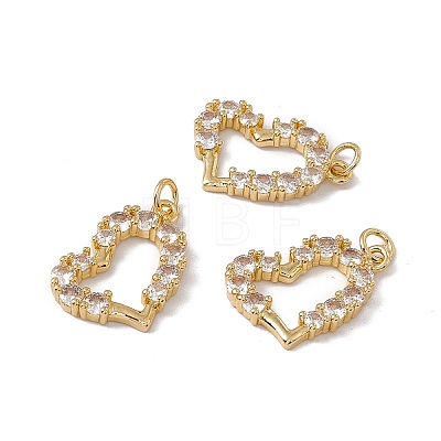 Brass Micro Pave Clear Cubic Zirconia Charms KK-G439-27G-1
