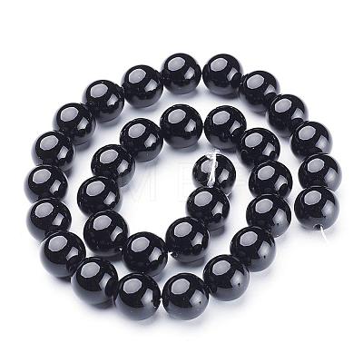 Natural Black Onyx Round Beads Strands GSR12mmC097-1