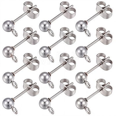 40Pcs 304 Stainless Steel Ball Post Stud Earring Findings STAS-SC0005-26-1