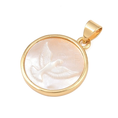 Natural White Shell Flat Round Pendants KK-F919-42A-G-1