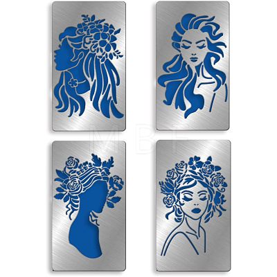 Fingerinspire 4Pcs 4 Style Custom 304 Stainless Steel Cutting Dies Stencils DIY-FG0002-13-1