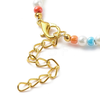 Natural Shell & Glass Seed Beaded Necklace Bracelet SJEW-JS01245-1