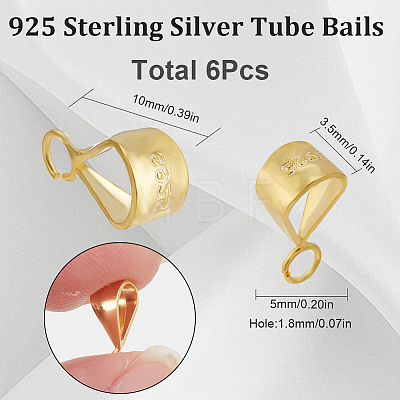 6Pcs 925 Sterling Silver Tube Bails STER-SC0001-19G-1