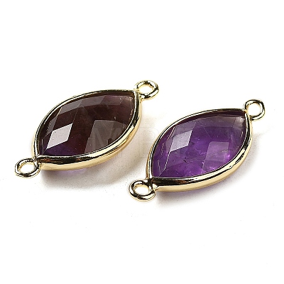 Natural Amethyst Faceted Connector Charms G-K347-03G-05-1