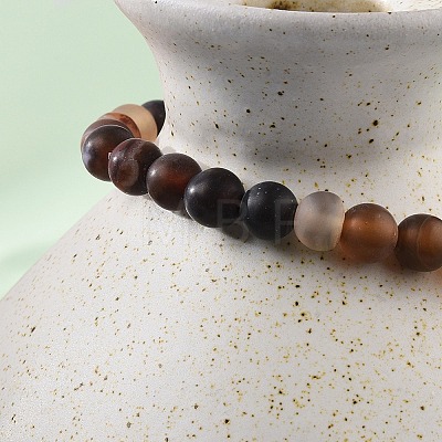 Natural Banded Agate/Striped Agate Bead Stretch Bracelets X-BJEW-K212-A-003-1