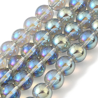 Transparent Electroplate Glass Beads Strands GLAA-T032-T8mm-C04-1