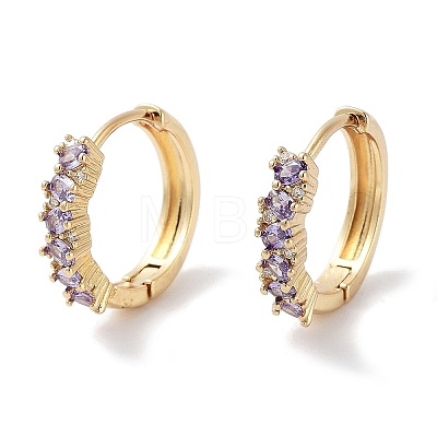 Brass Pave Cubic Zirconia Hoop Earrings for Women EJEW-L269-127G-1