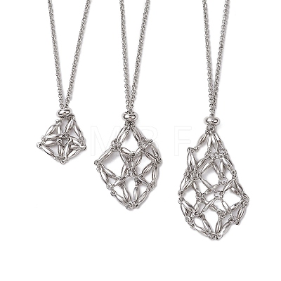 3Pcs 3 Sizes 304 Stainless Steel Rolo Chain Macrame Pouch Necklace Making NJEW-JN05071-01-1