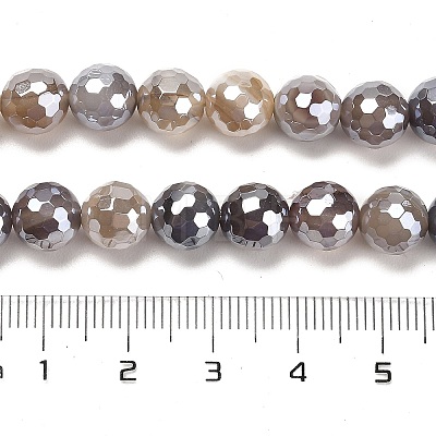 Electroplated Natural Botswana Agate Round Beads Strands G-L598-A03-02-1