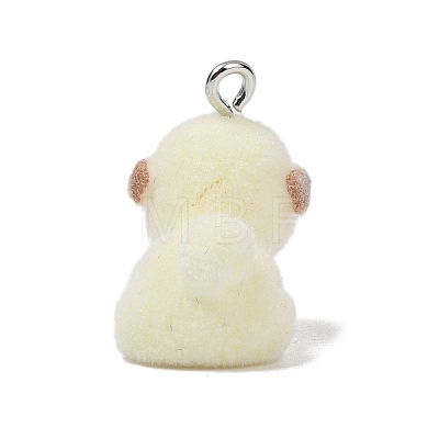 Animal Theme Flocky Opaque Resin Pendants RESI-H042-01P-15-1