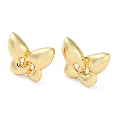 Butterfly Rack Plating Brass Stud Earrings for Women EJEW-A045-03G-1