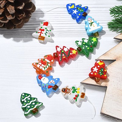 10Pcs 10 Colors Christmas Theme Handmade Lampwork Beads LAMP-CJ0002-52-1