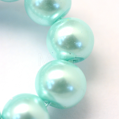 Baking Painted Pearlized Glass Pearl Round Bead Strands HY-Q330-8mm-45-1