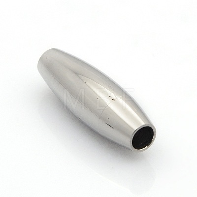 304 Stainless Steel Smooth Surface Magnetic Clasps with Glue-in Ends Fit 4mm Cords STAS-O042-B-08-1