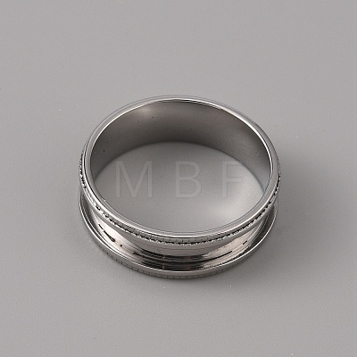 201 Stainless Steel Grooved Finger Ring Settings STAS-WH0027-26G-P-1