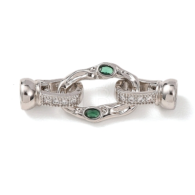 Brass Micro Pave Cubic Zirconia Fold Over Clasps KK-D259-08B-P-1