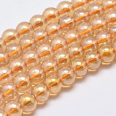 Imitate Austrian Crystal Electroplate Glass Round Bead Strands GLAA-F030-4mm-A01-1
