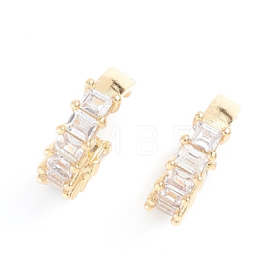 Brass Micro Pave Clear Cubic Zirconia Cuff Earrings EJEW-G274-01G-1