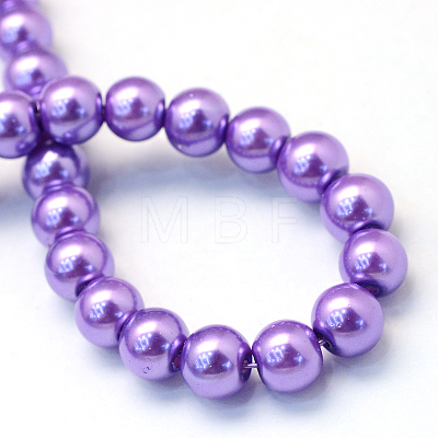 Baking Painted Pearlized Glass Pearl Round Bead Strands HY-Q003-10mm-27-1