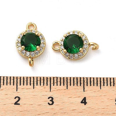 Brass Pave Cubic Zirconia Connector Charms KK-D093-09G-04-1