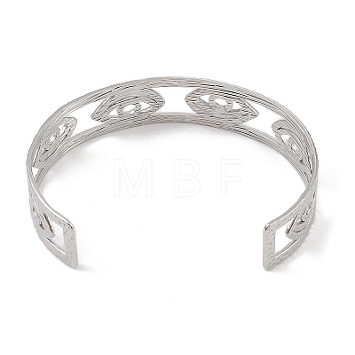 Non-Tarnish Hollow Wide Version Open Cuff Bangles BJEW-U006-03P-01-1