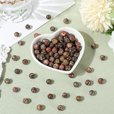 120Pcs Natural Leopard Skin Jasper Beads Strands G-PA0001-22B-1