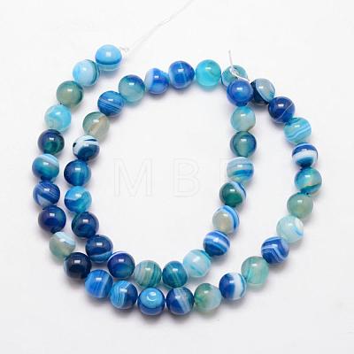 Natural Striped Agate/Banded Agate Bead Strands G-K166-13-6mm-06-1
