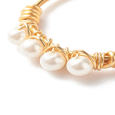 Round Shell Pearl Beads Finger Rings X1-RJEW-TA00001-1