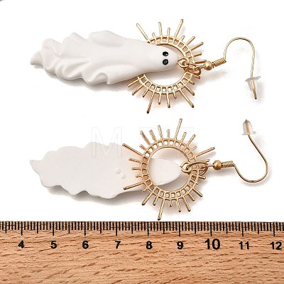 Halloween Ghost Alloy Dangle Earrings LS-EJEW-K316-02G-1
