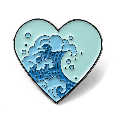 Heart with Wave Enamel Pin JEWB-B006-05A-1