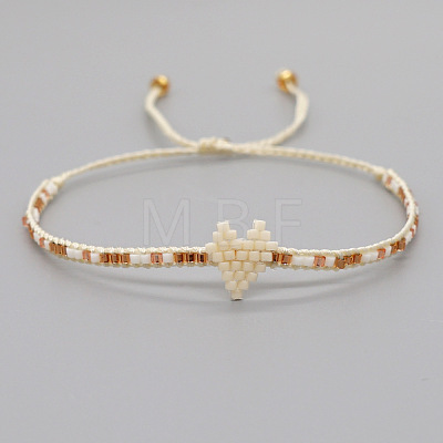 Handmade MIYUKI Glass Seed Bead Heart Braided Bracelets for Women LI3804-1-1